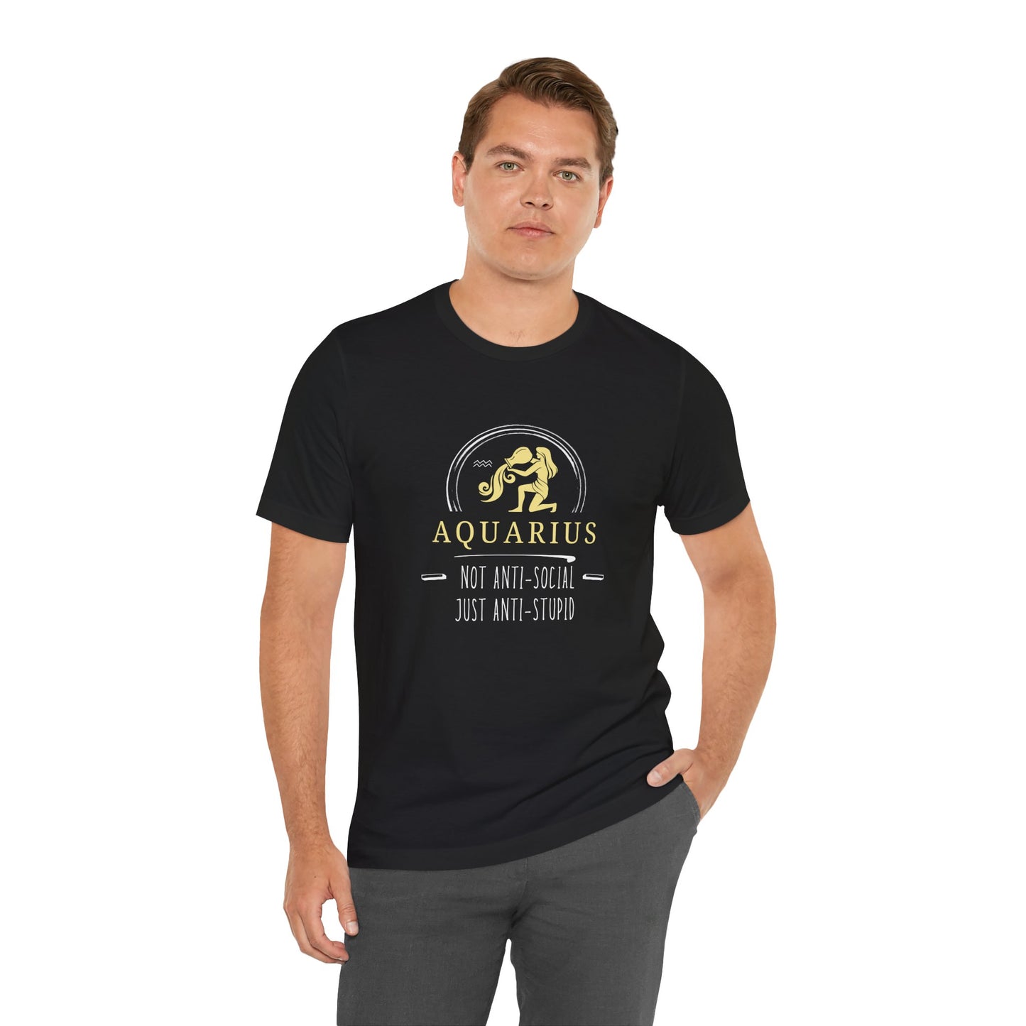 Aquarius Anti-Social Unisex Tee | Zodiac Shirt, Horoscope Gift, Astrology Apparel, Birthday Present, Unique Graphic Tee