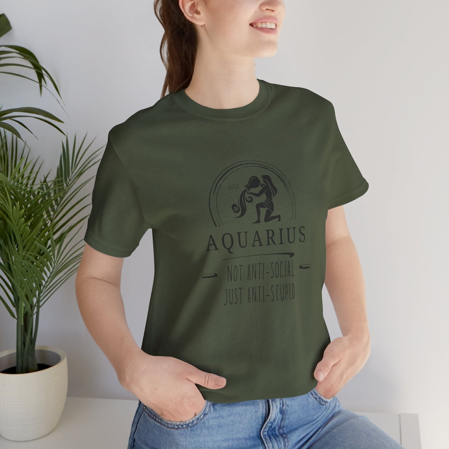 Aquarius Anti-Social Unisex Tee | Zodiac Shirt, Horoscope Gift, Astrology Apparel, Birthday Present, Unique Graphic Tee