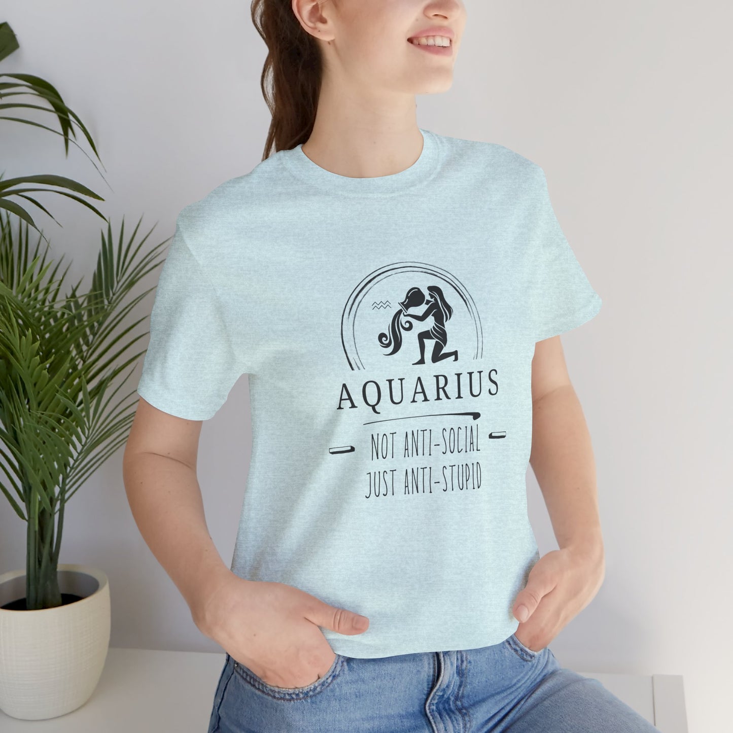 Aquarius Anti-Social Unisex Tee | Zodiac Shirt, Horoscope Gift, Astrology Apparel, Birthday Present, Unique Graphic Tee