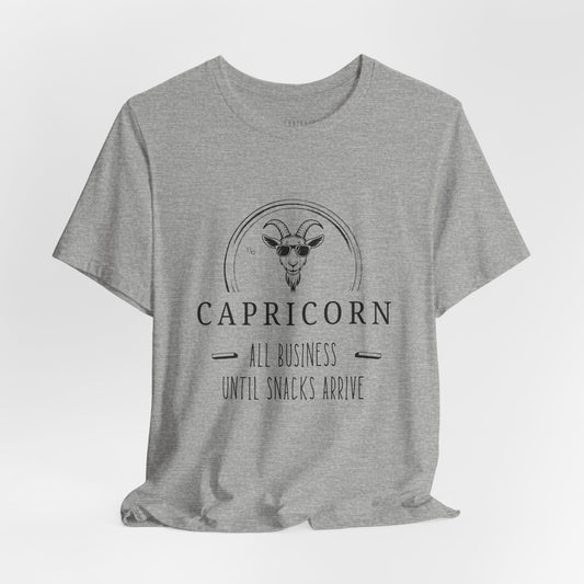 Capricorn Snack Lover Tee - Fun & Playful Graphic T-shirt, Astrology Gift, Birthday Party, Casual Wear, Zodiac Apparel