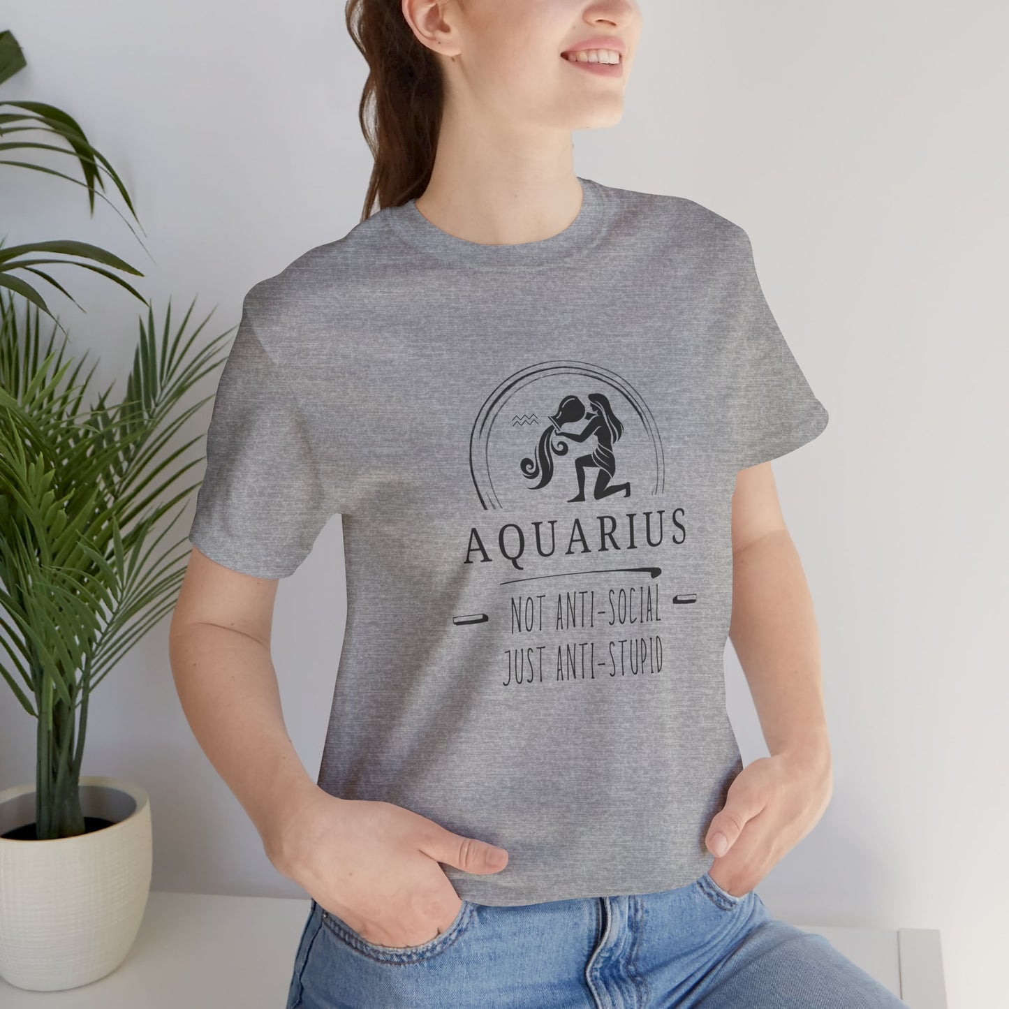 Aquarius Anti-Social Unisex Tee | Zodiac Shirt, Horoscope Gift, Astrology Apparel, Birthday Present, Unique Graphic Tee
