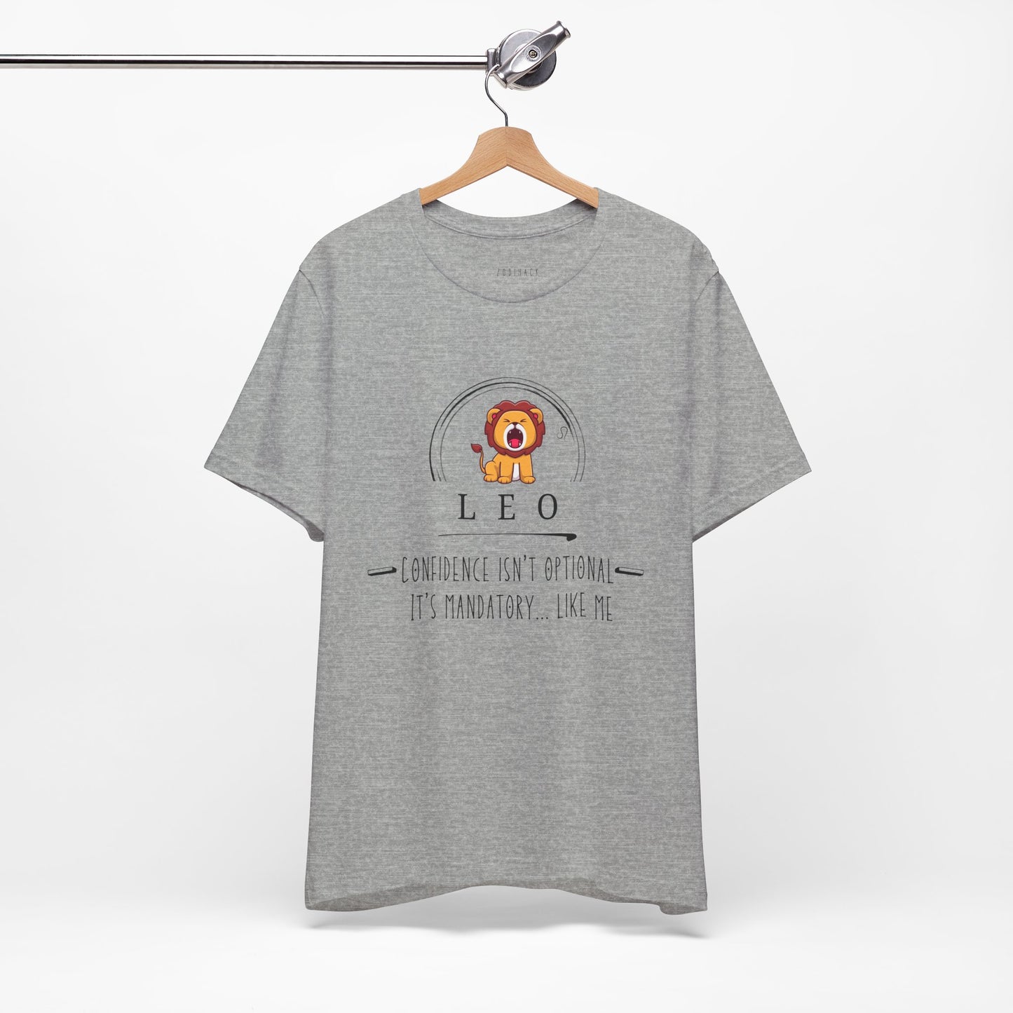 Confidence Isn't Optional Leo T-Shirt, Unisex Short Sleeve Tee, Zodiac Sign Apparel, Birthday Gift, Astrology Clothing