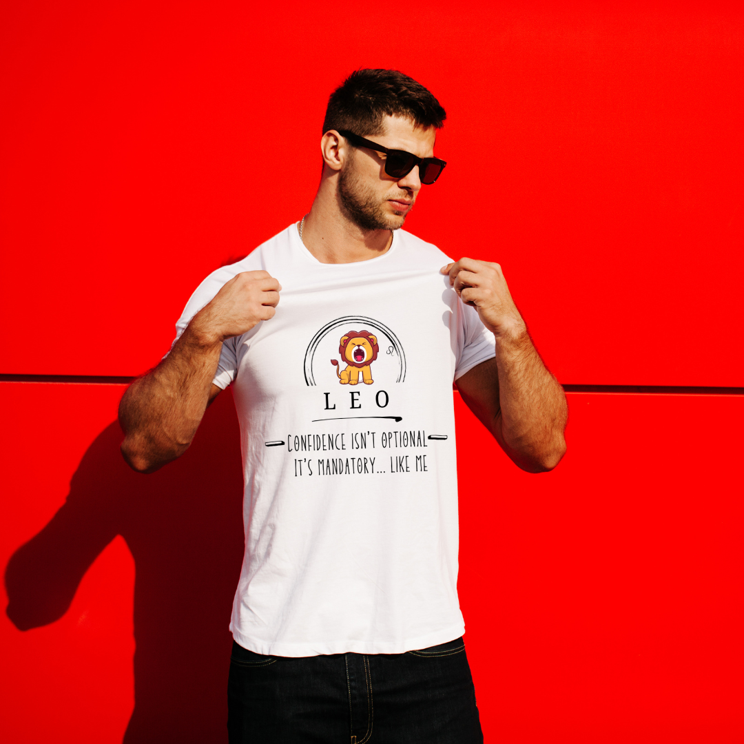 Confidence Isn't Optional Leo T-Shirt, Unisex Short Sleeve Tee, Zodiac Sign Apparel, Birthday Gift, Astrology Clothing