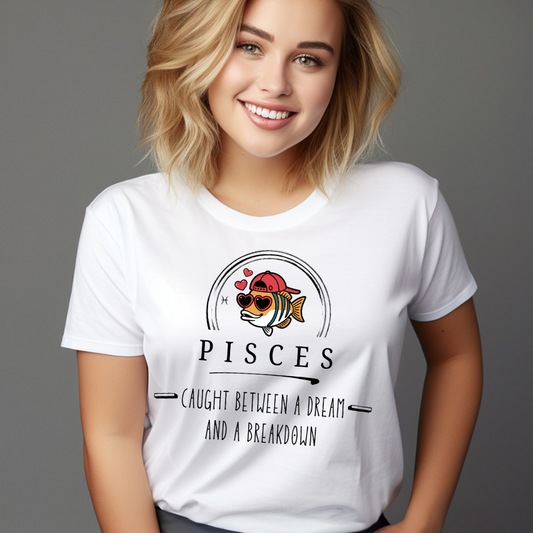 Pisces Caught Between a Dream and a Brink of Reality Tee, Zodiac T-Shirt, Astrology Shirt, Personalized Gift, Unisex Casual Wear